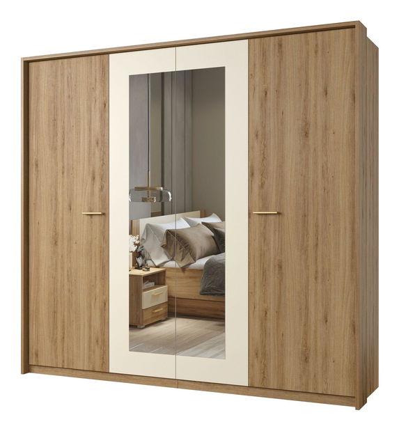 Rám pro šatní skříň Verdeene L (divoký dub + béžová) *výprodej