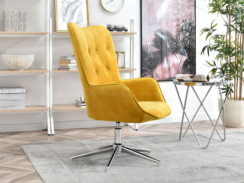 Křeslo Truni (žlutá + chromová)