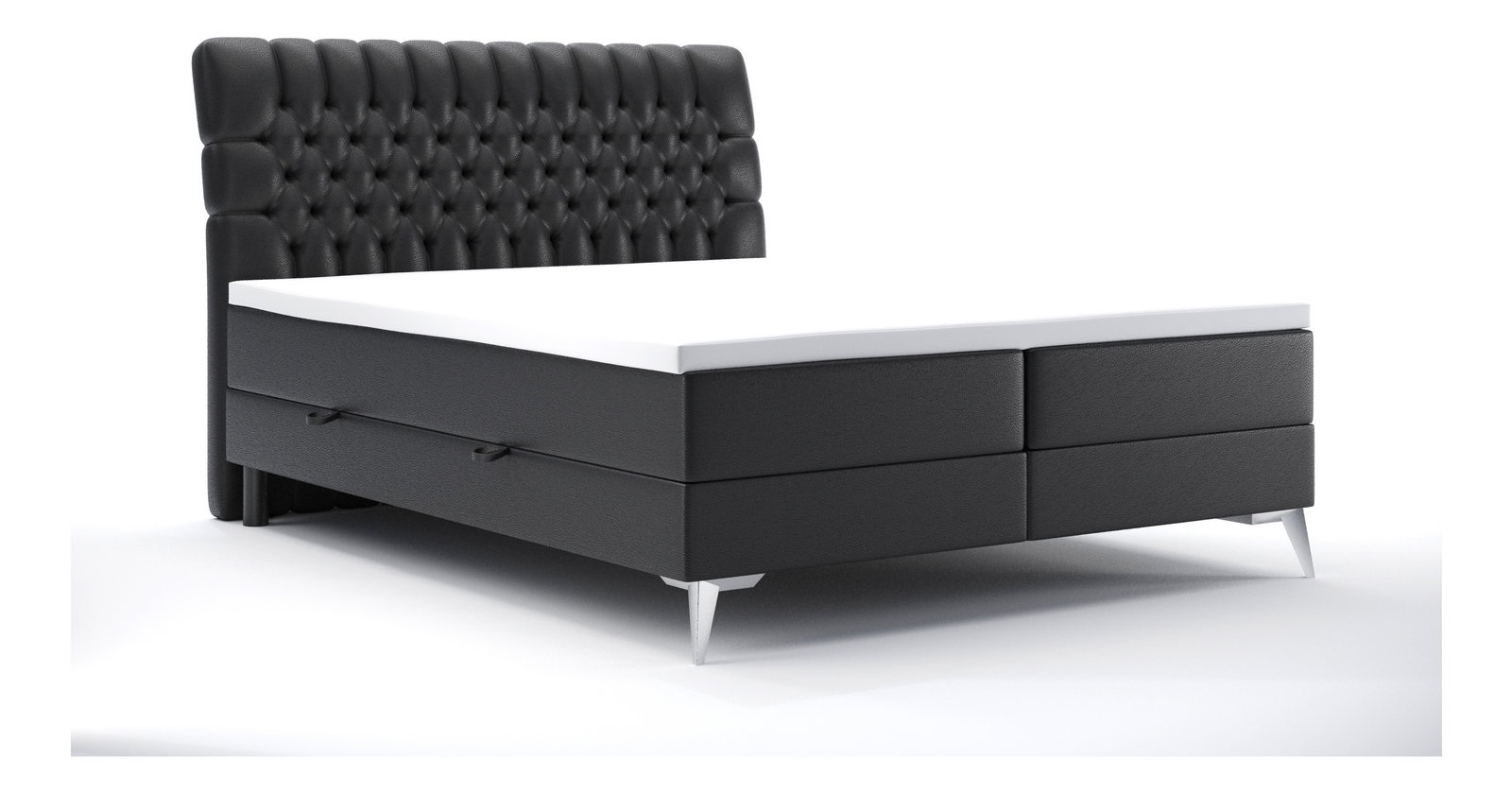 Boxspring postel 180 cm Molera (černá ekokůže) (s úložným prostorem)