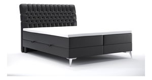 Boxspring postel 160 cm Molera (černá ekokůže) (s úložným prostorem)