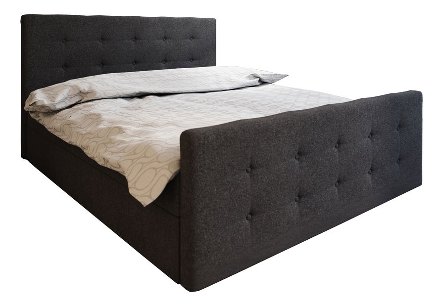 Manželská postel Boxspring 200 cm Milagros 1 (černá) (s matrací a úložným prostorem)