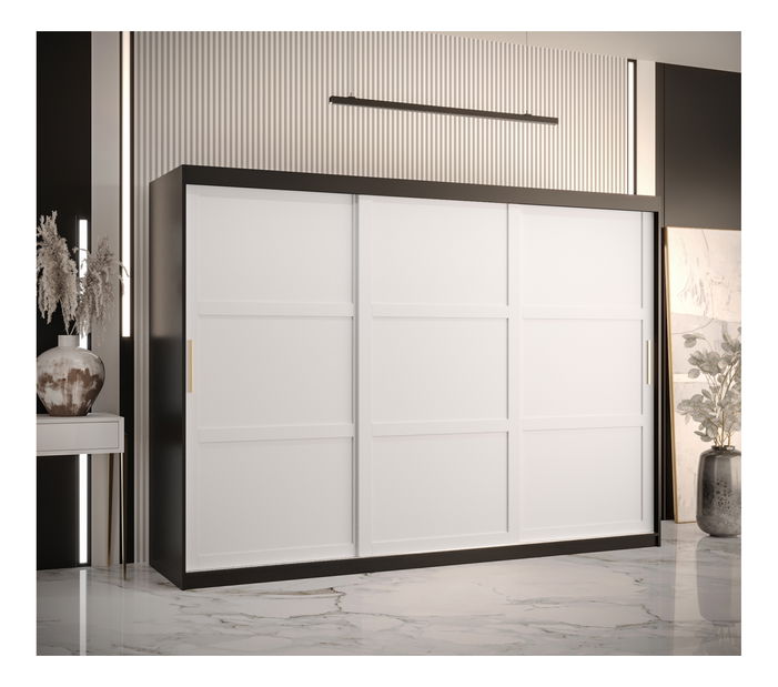 Šatní skříň Riven 1 250 (černá matná + bílá matná)