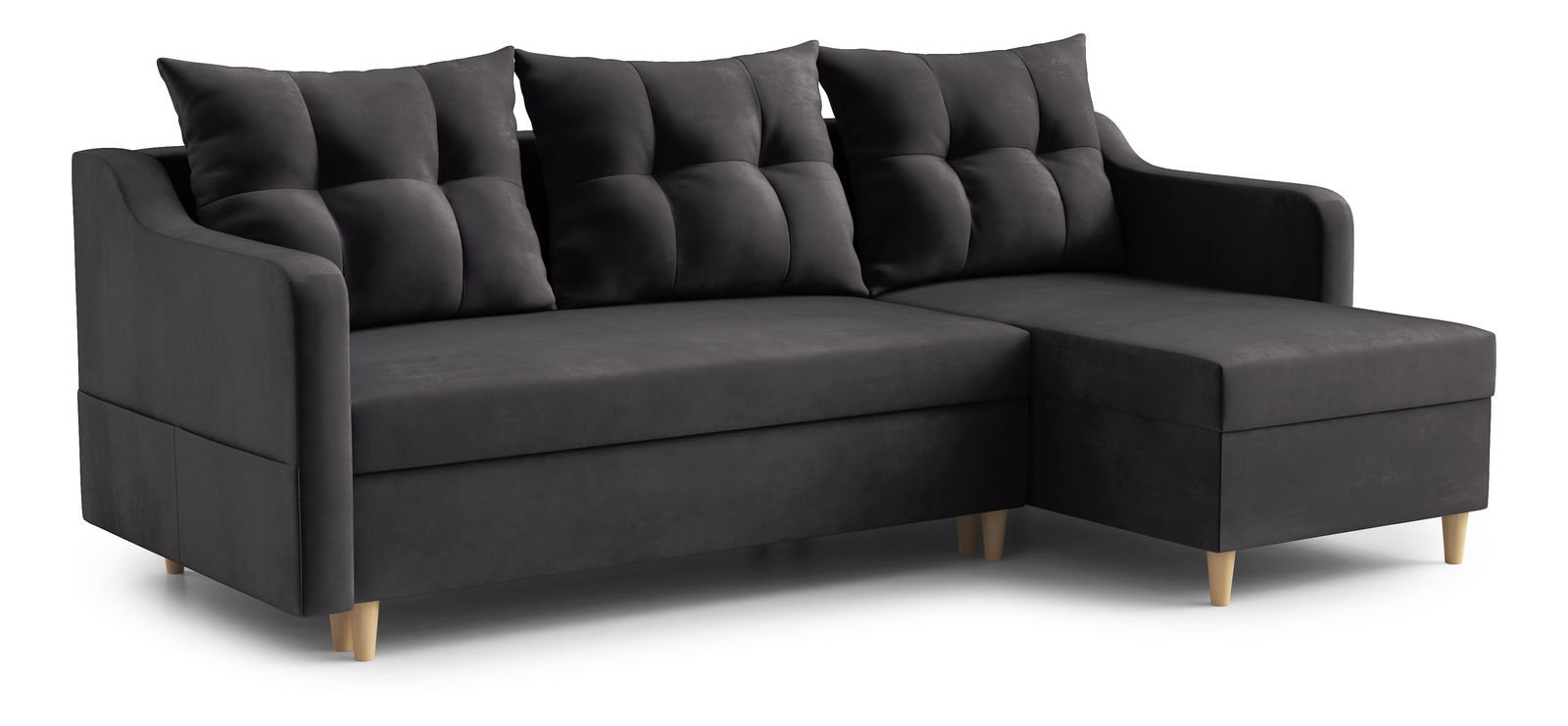 Rohová sedací souprava Lou (P) (šedočerná)