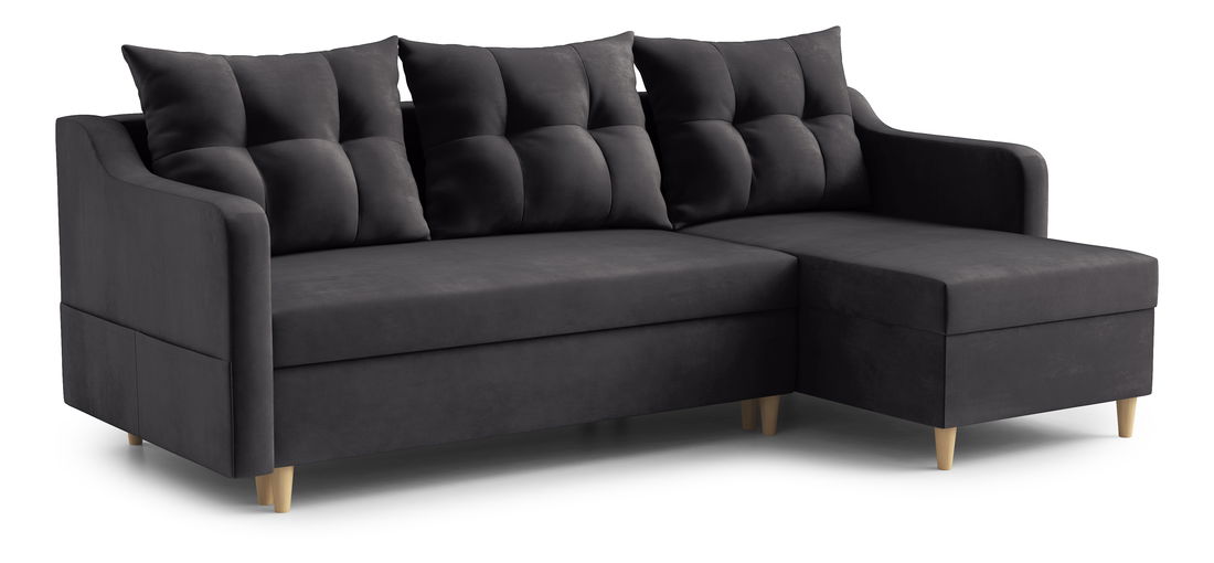 Rohová sedací souprava Lou (P) (šedočerná)