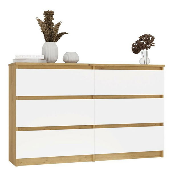 Komoda Musecalo 6 120 (dub artisan + bílá)