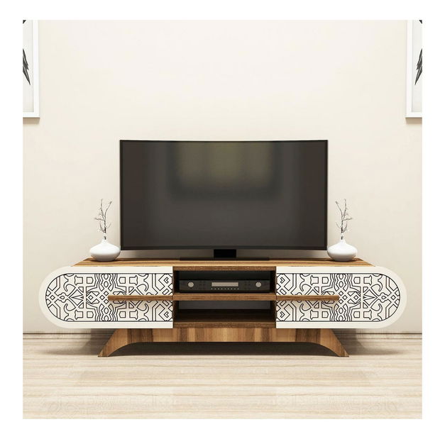 TV stolek/skříňka Mekebu 3 (ořech + krémová)