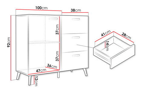 Komoda Rostasi 1D3SZ (kašmír lesklý + zlatá)