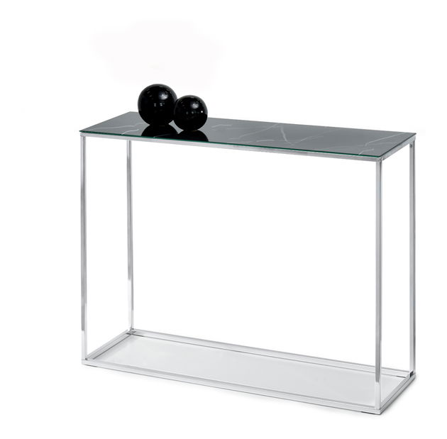 Konzolový stolek Bella Kons (černý mramor + chromová)