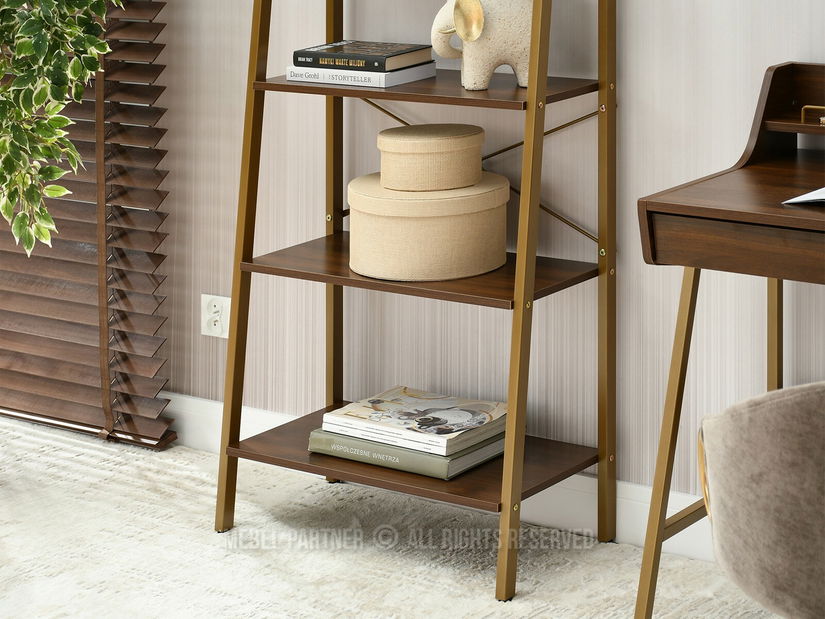 Regál Jeans (ořech + zlatá)