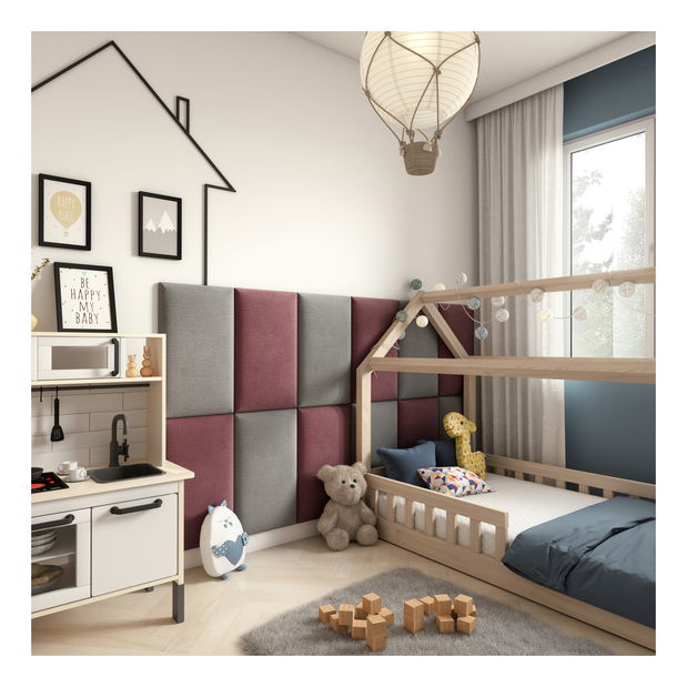 Set 12 čalouněných panelů Quadra 180x100 cm (růžová + světlešedá)