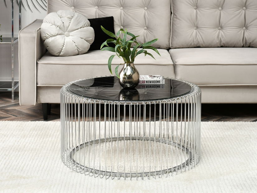 Konferenční stolek Nils Xl (černý mramor + chromová)