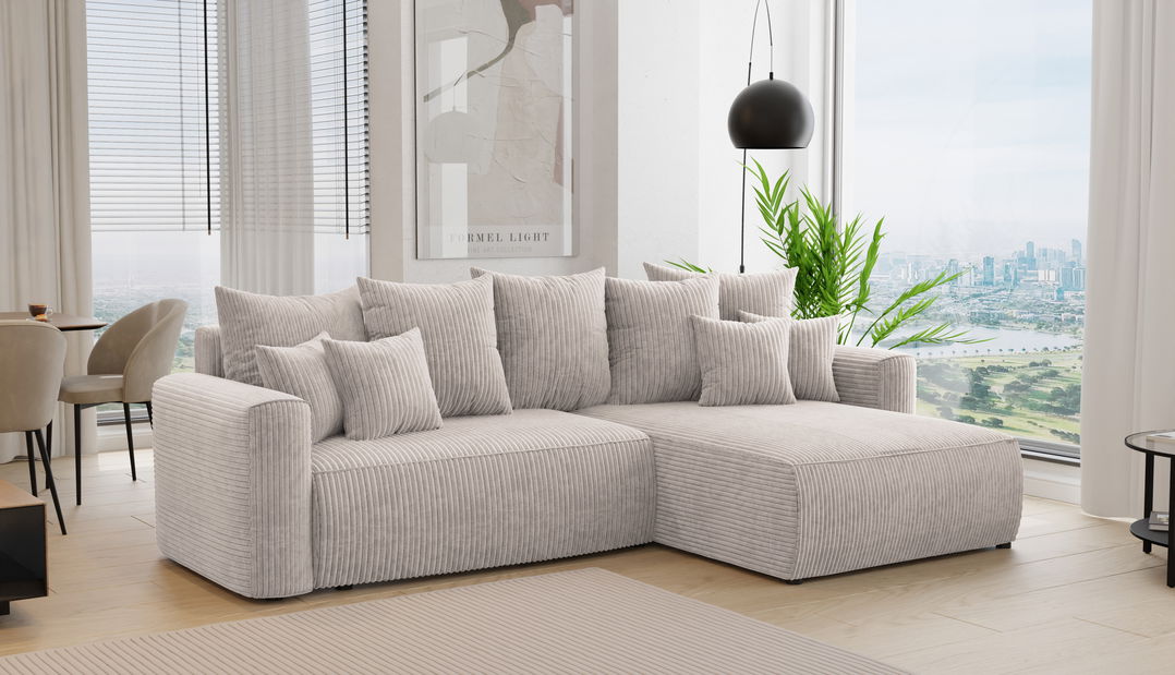 Rohová sedačka Baria (P) (světlohnědá)