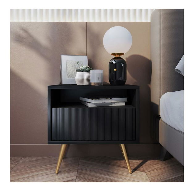Noční stolek Biel B3 (černá + zlatá)