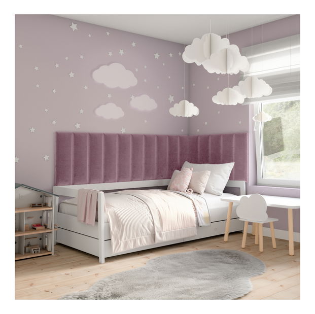 Set 15 čalouněných panelů Quadra 300x60 cm (růžová)