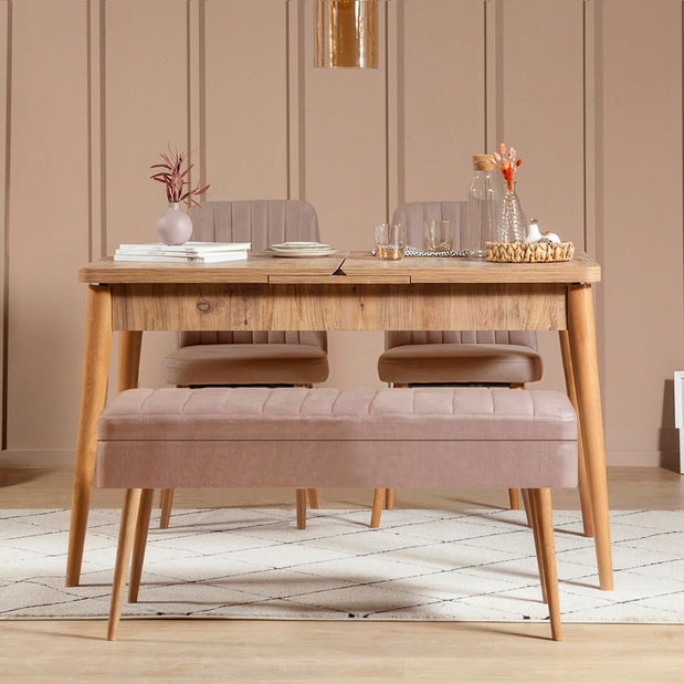 Jídelní set Vlasta 1 (borovice antlantic + béžová) (pro 4 osoby)