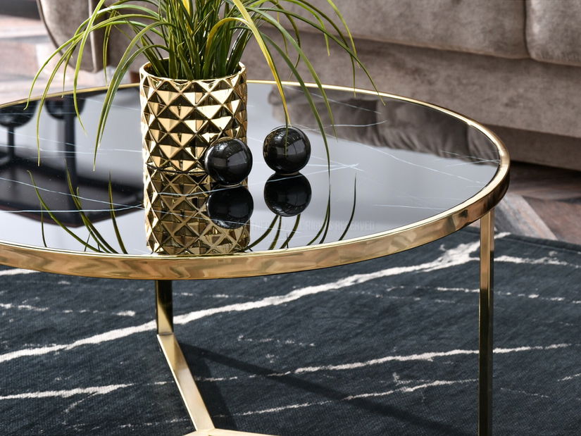 Konferenční stolek Natol (černá + zlatá)