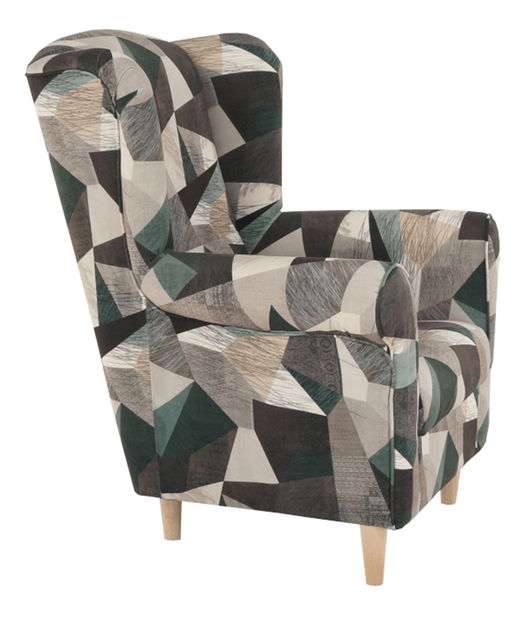 Křeslo ušák Charlie (Holm hnědozelená vzor)