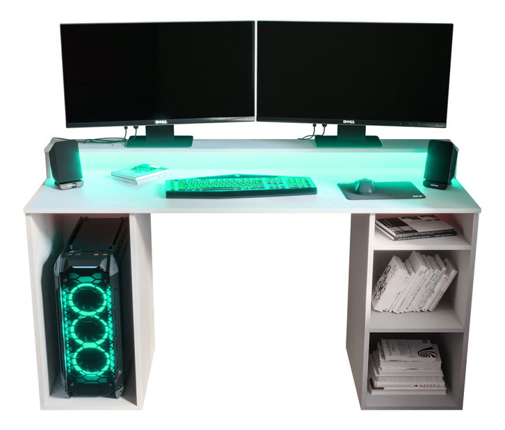 Herní PC stolek Garrick 1 (bílý) (s LED RGB osvětlením)