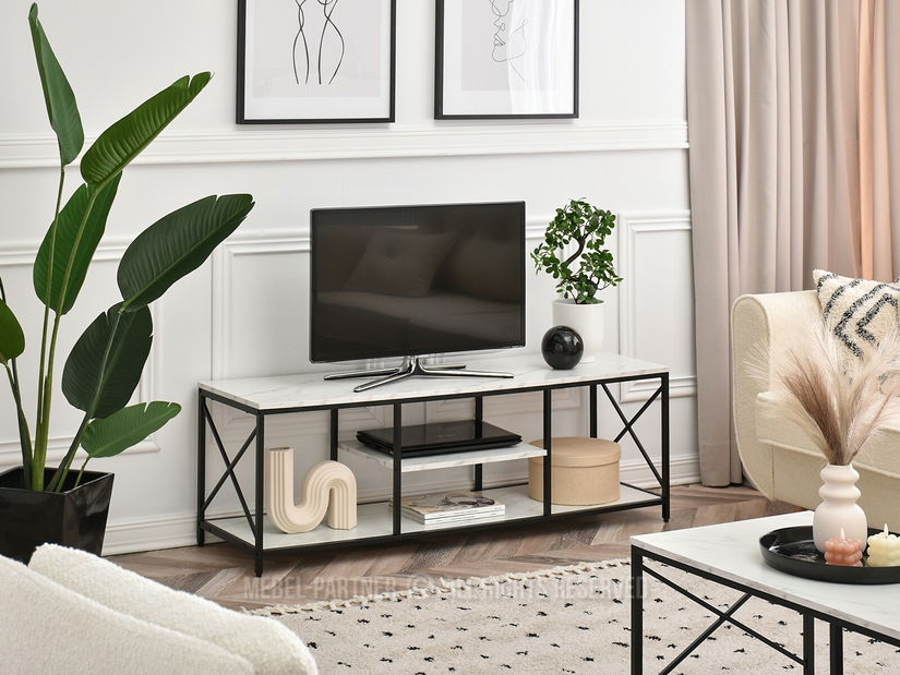 TV stolek/skříňka Jukky Stol Rtv (bílý mramor + černá)