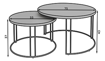 Set 2 ks. konferenčních stolků Essence (zlatá + bílá)