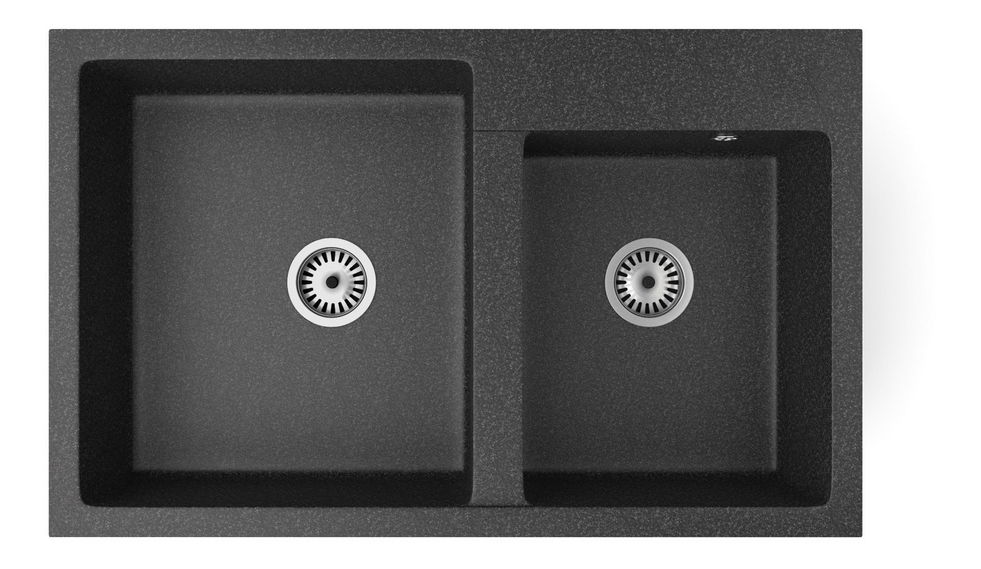 Kuchyňský dřez Hakkon (černá + textura) (se 3 otvory pro baterii)
