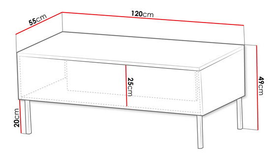 Konferenční stolek Magnilda -120 (černá + černý lesk)