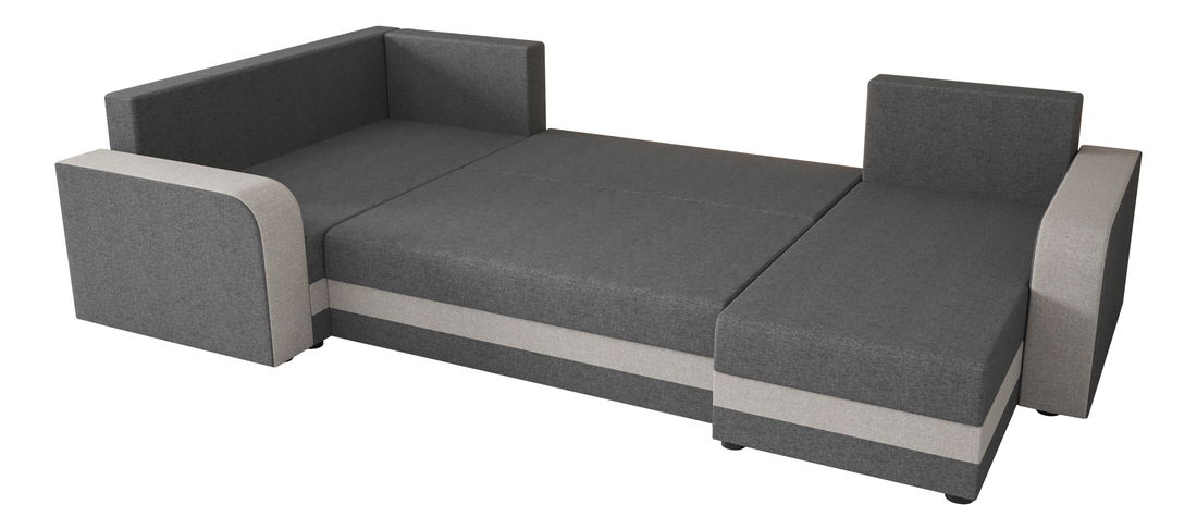 Rohová sedačka ve tvaru U Harmony Long (šedá + černá) (L)