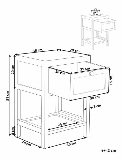 Noční stolek Edgar (světlé dřevo)