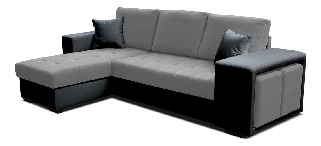 Rohová sedací souprava Thema Lux L+2F (I91 šedá + B110 černá) (L)