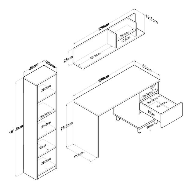 PC stolek Haiti 115 (ořech + bílá)