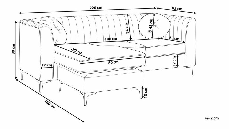 Rohová sedací souprava TRAMI (modrá) (L)
