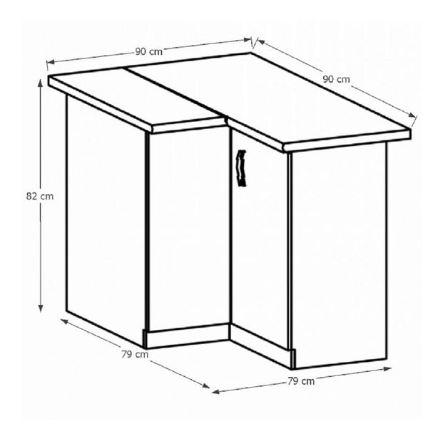 Dolní rohová kuchyňská skříňka D90N Sillina (ořech milano)