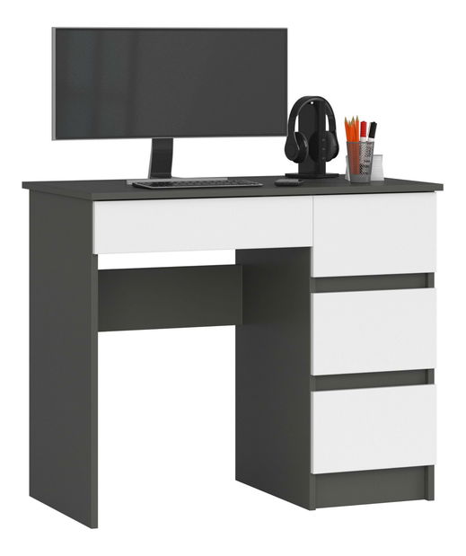 PC stolek Benicio II (šedá + bílá) (P)