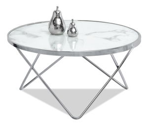 Konferenční stolek Armin Xl (bílý mramor + chromová)