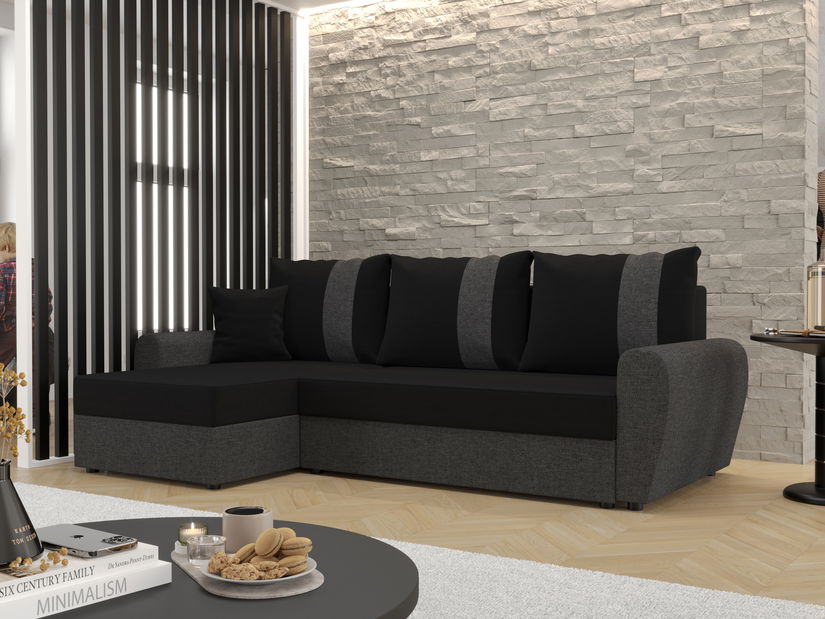 Rohová sedací souprava Daven L (šedá + hnědá) (L)