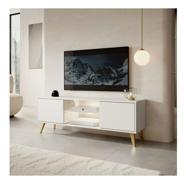 TV skříňka/stolek Savoi II (s osvětlením) (bílá)