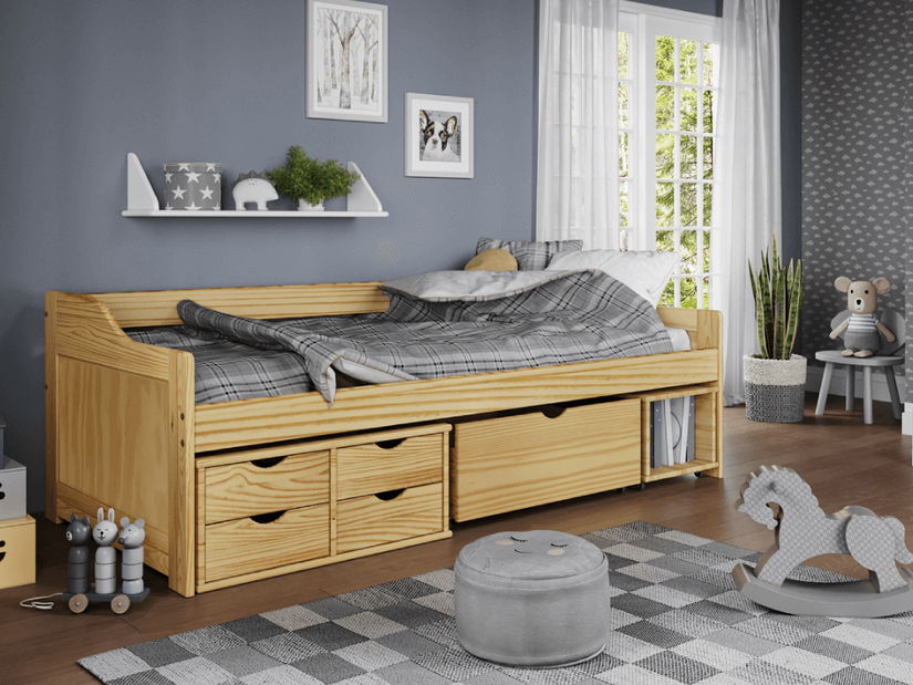 Postel s úložným prostorem Moli (přírodní) 