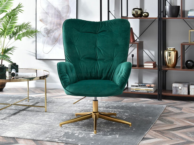 Křeslo Meryl (zelená + zlato)