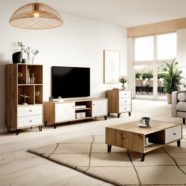 Regál Baiano (dub artisan + bílá)