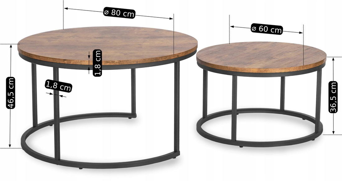 Set 2 konferenčních stolků Firmadas Max (dub rustikal)