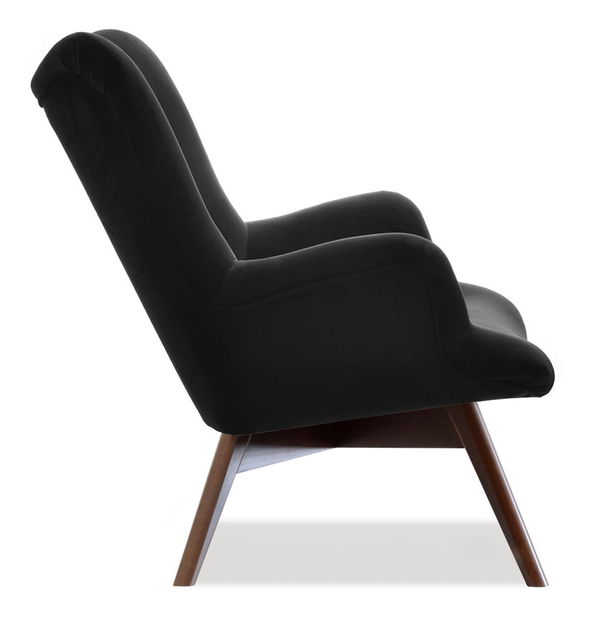 Relaxační křeslo Florentino (černý samet + ořech)