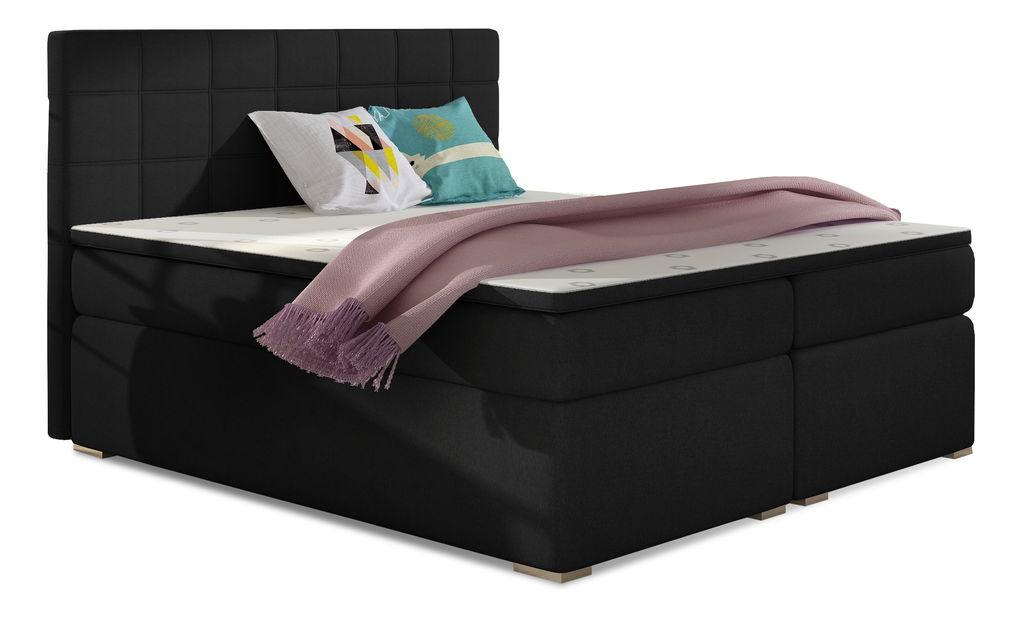 Boxspring postel 160 cm Abbie (černá) (s matracemi)
