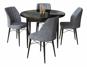 Jídelní set Roxie (mramor černý + šedá) (pro 4 osoby)
