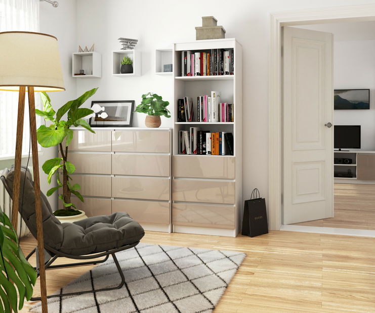 Regál Ravindra (bílá + cappuccino lesk)