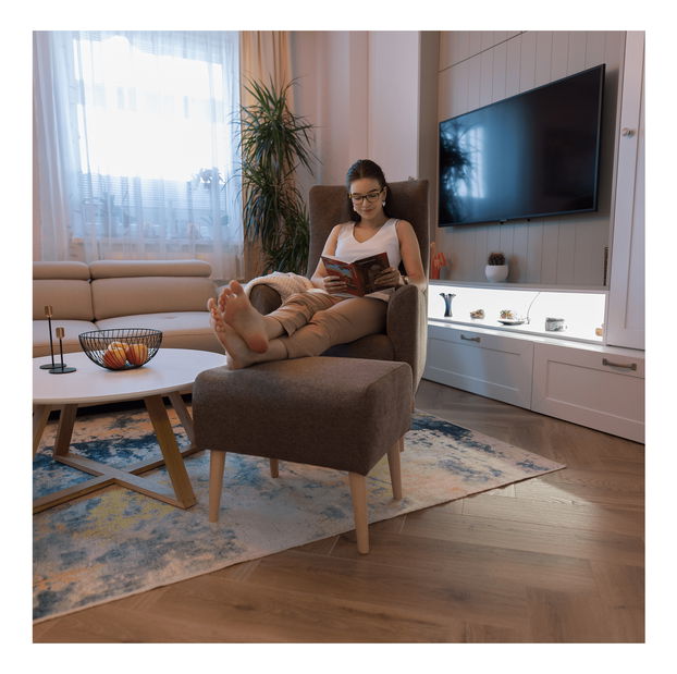 Taburet Saif (hnědá + buk)