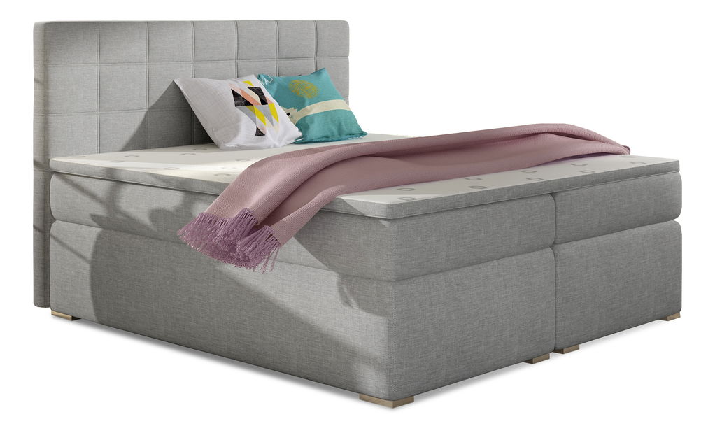 Boxspring postel 180 cm Abbie (světle šedá) (s matracemi)