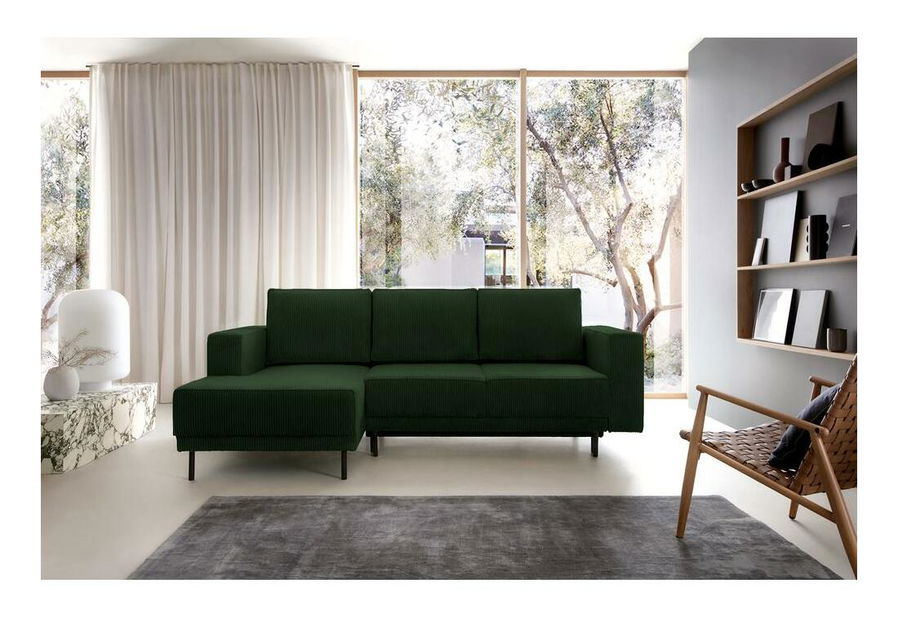 Rohová sedací souprava Rodriguez mini (L) (tmavě zelená + černá)