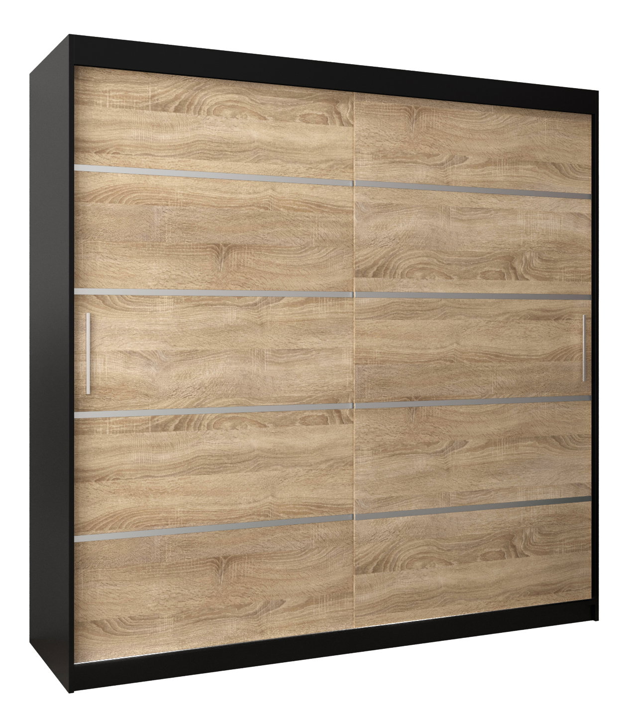 Šatní skříň 250 cm Verika 1 250 (černá + dub sonoma)