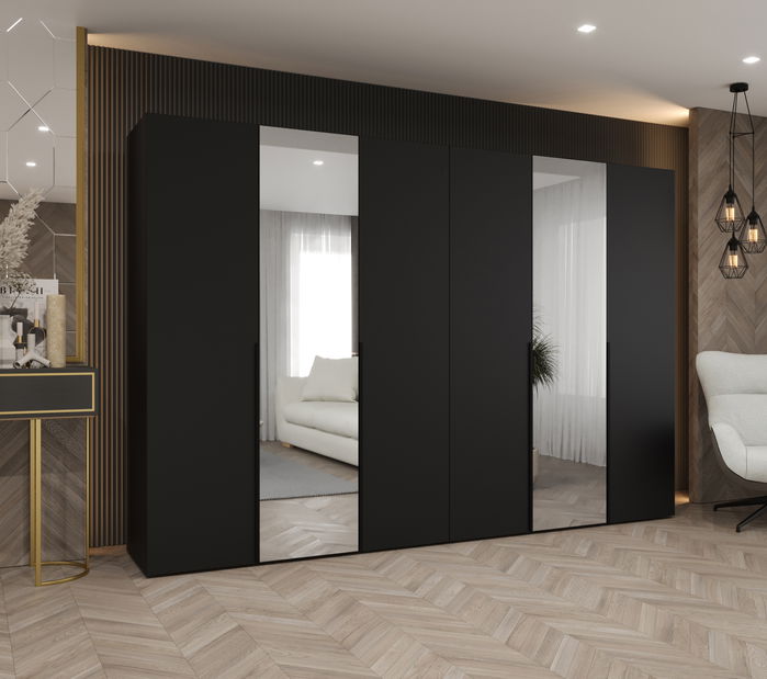 Šatní skříň 300 cm Alice 2 (černá + černá)