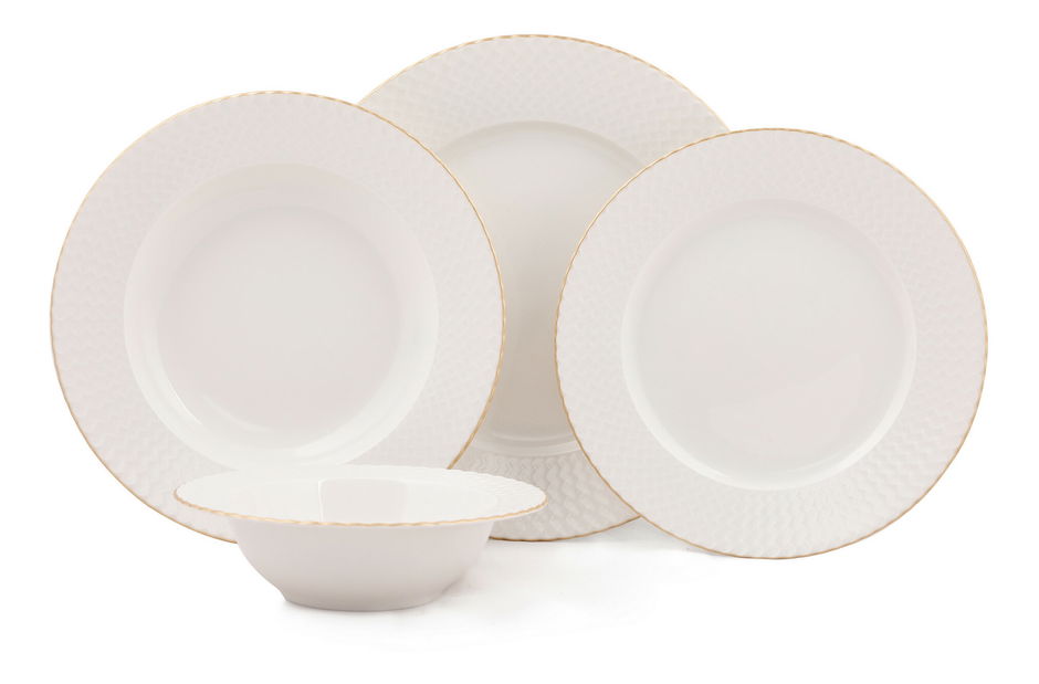 Jídelní souprava (24 ks.) Benita 250 Y (bílá + zlatá)